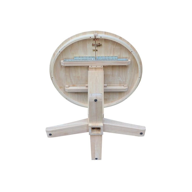 36 Solid Wood Round Top Pedestal Dining Table with 12 in Leaf