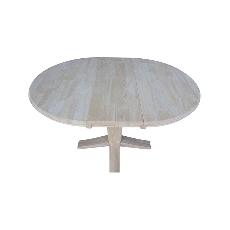 36 Solid Wood Round Top Pedestal Dining Table with 12 in Leaf