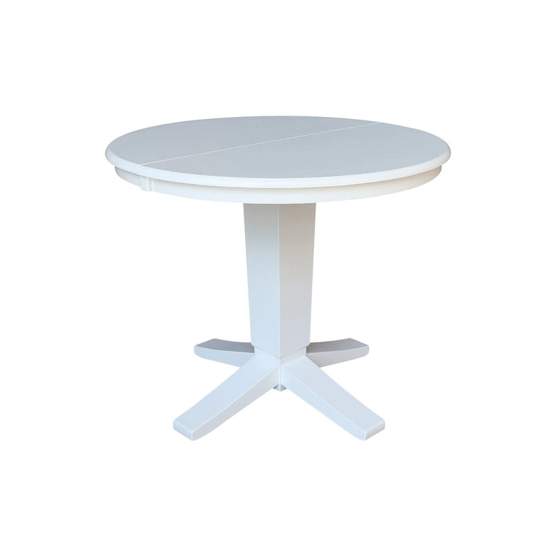 36 Solid Wood Round Top Pedestal Dining Table with 12 in Leaf