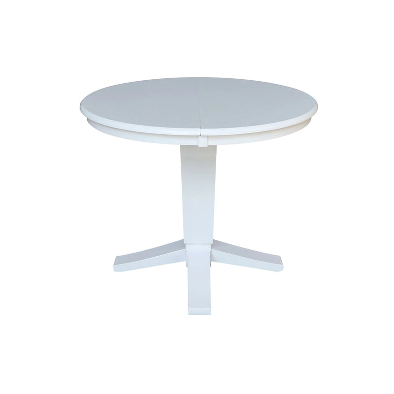 36 Solid Wood Round Top Pedestal Dining Table with 12 in Leaf