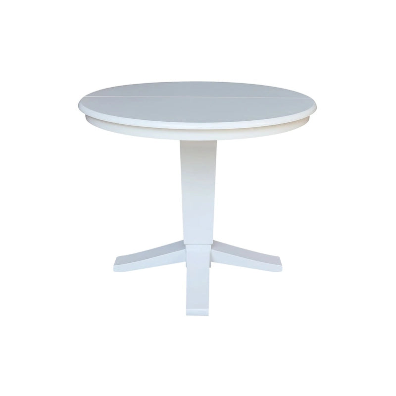 36 Solid Wood Round Top Pedestal Dining Table with 12 in Leaf