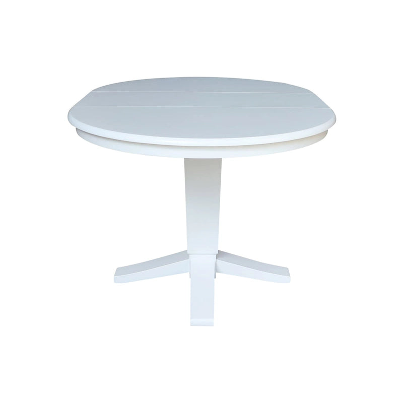 36 Solid Wood Round Top Pedestal Dining Table with 12 in Leaf