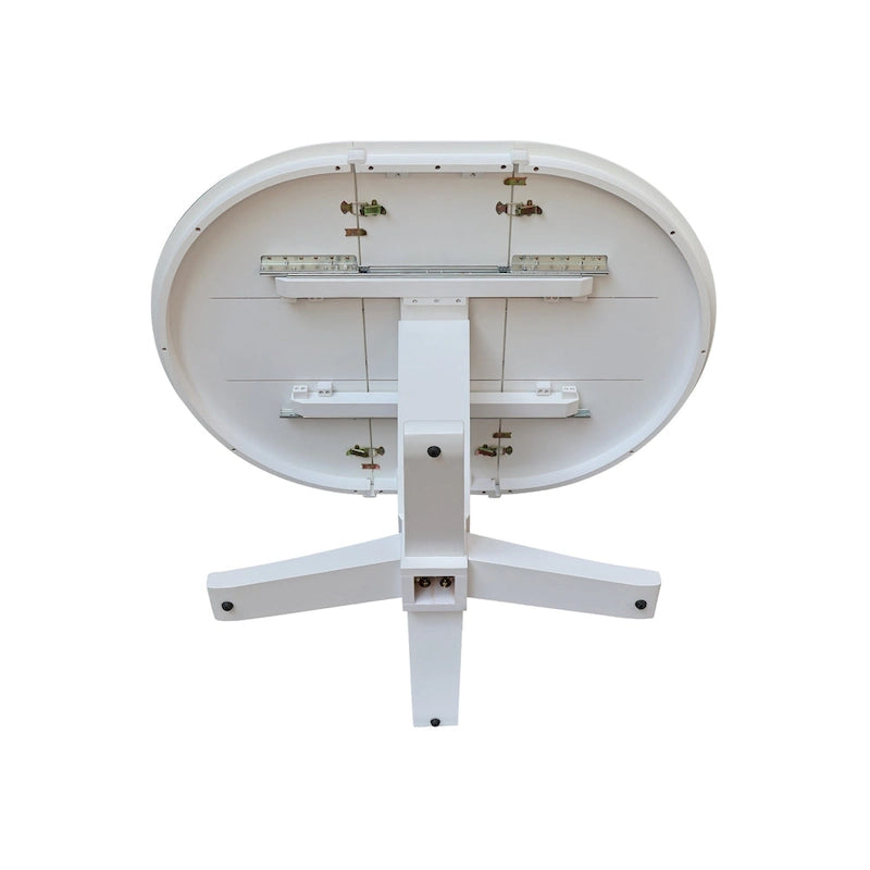 36 Solid Wood Round Top Pedestal Dining Table with 12 in Leaf