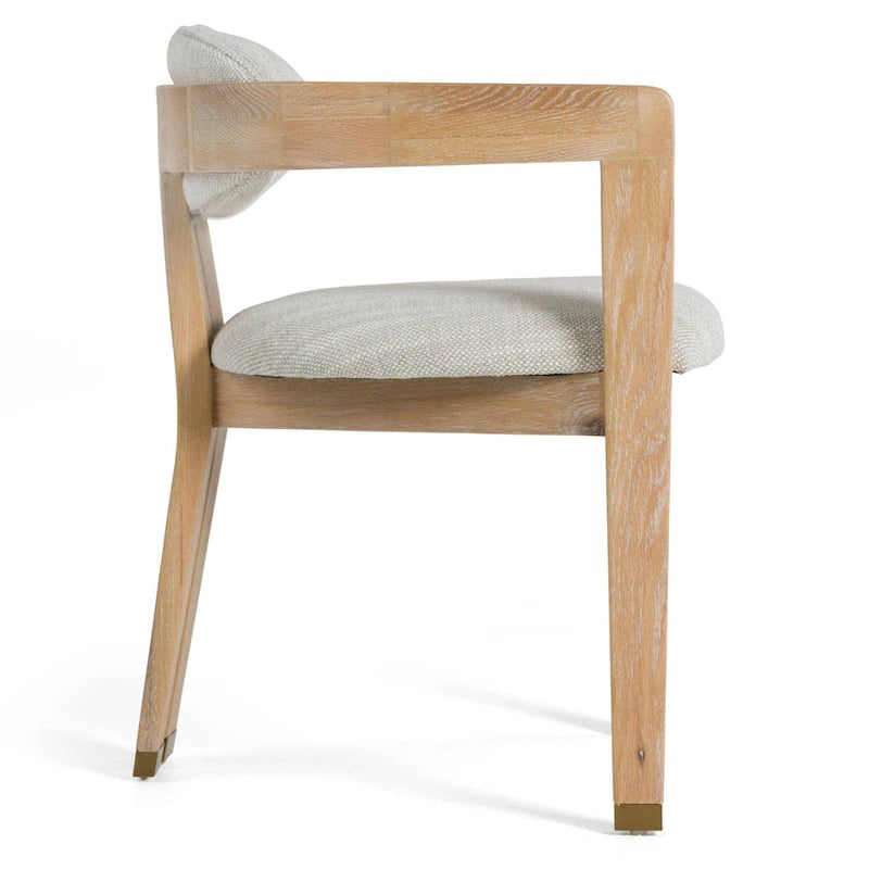 Modrest Belton Modern Off-White Fabric & White Wash Oak Dining Chair
