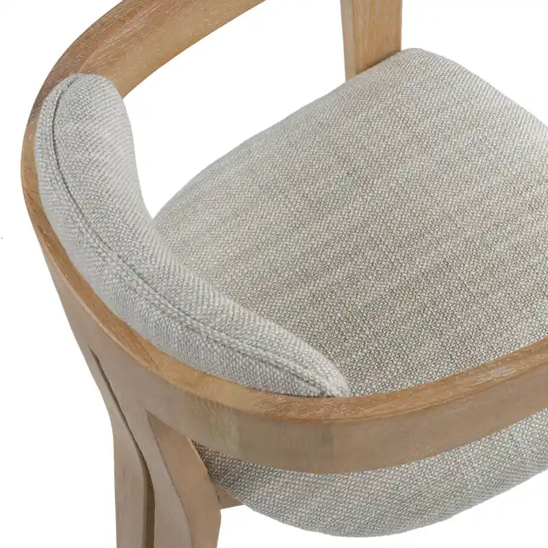 Modrest Belton Modern Off-White Fabric & White Wash Oak Dining Chair