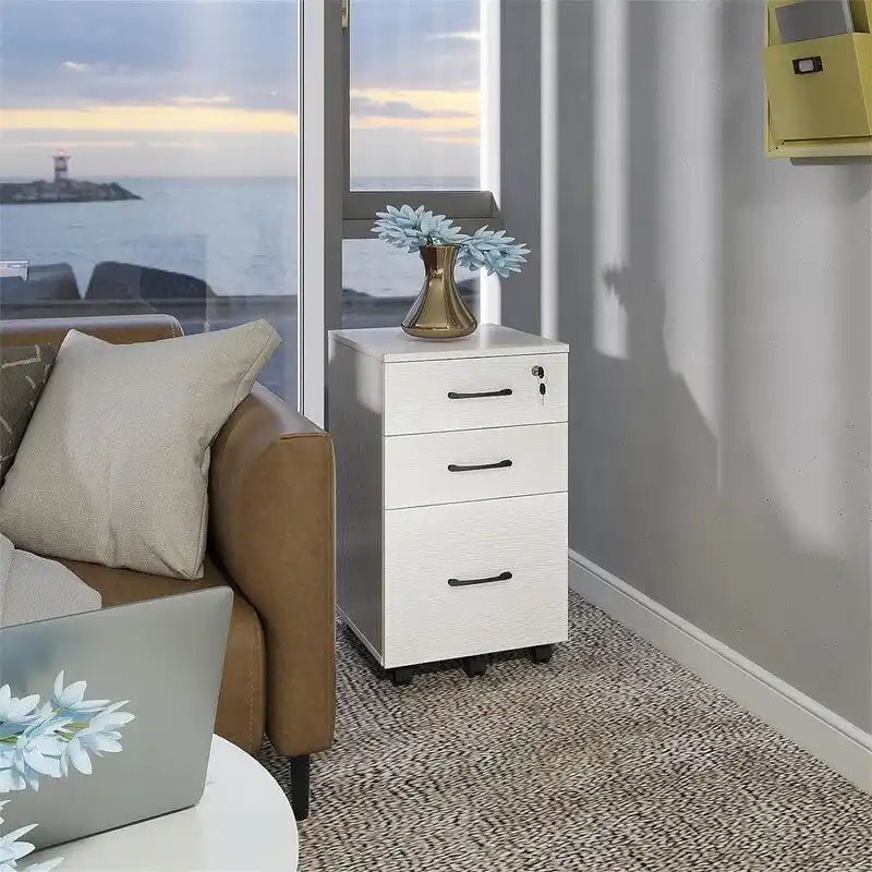 3 Drawers Wooden Locking File Cabinet with Storage Removable File Cabinet - 15.5D x 15.5W x 24H