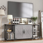 58 Inch Farmhouse TV Stand for up to 65 TV with Doors and Open Shelves