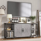 58 Inch Farmhouse TV Stand for up to 65 TV with Doors and Open Shelves
