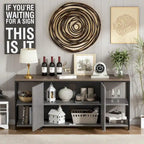 58 Inch Farmhouse TV Stand for up to 65 TV with Doors and Open Shelves