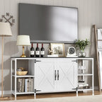 58 Inch Farmhouse TV Stand for up to 65 TV with Doors and Open Shelves