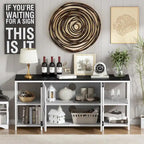 58 Inch Farmhouse TV Stand for up to 65 TV with Doors and Open Shelves