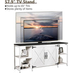 58 Inch Farmhouse TV Stand for up to 65 TV with Doors and Open Shelves
