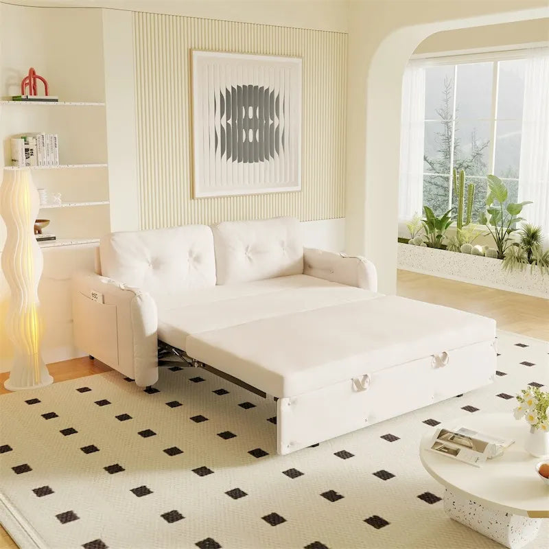66.2Queen Pull Out Sofa Bed,Hydraulic System Convertible Sleeper Sofa