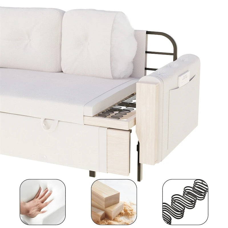 66.2Queen Pull Out Sofa Bed,Hydraulic System Convertible Sleeper Sofa