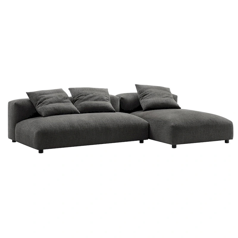 Solace 2-Piece Modular Upholstered Fabric Sectional Sofa With Chaise