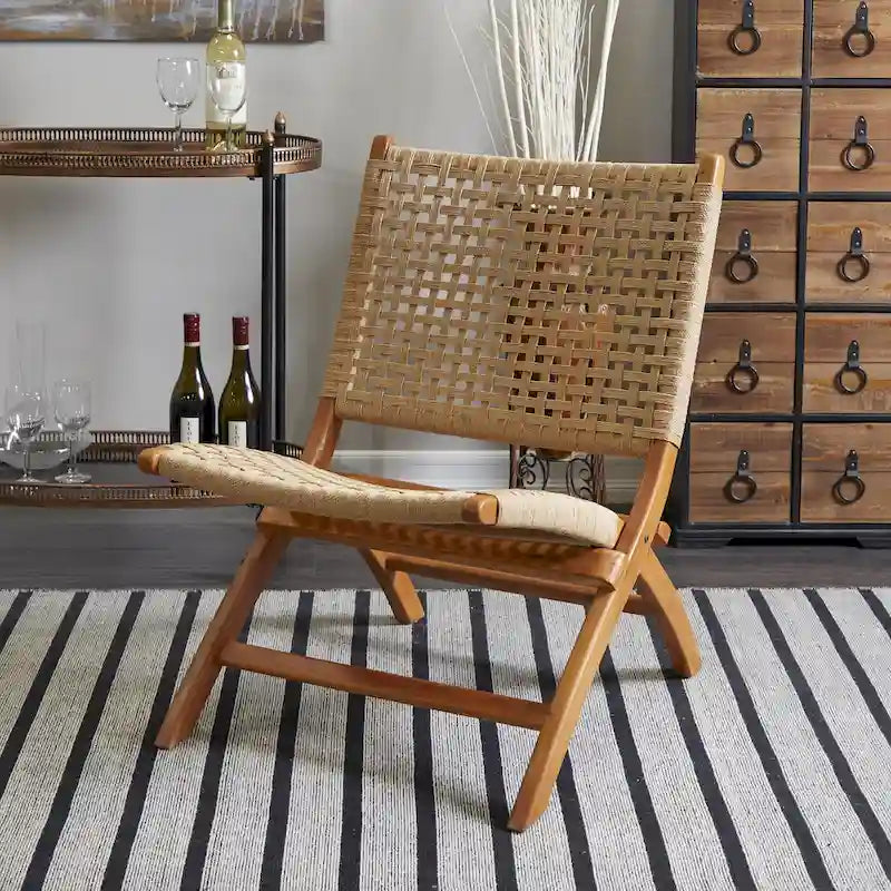 Wood Handmade Woven Living Room Accent Chair - Brown or Black - Roche River Decor